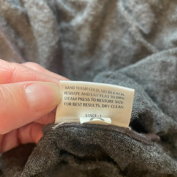 Eileen Fisher Cardigan XL Gray Cotton Silk Cashmere Crinkle Open Front Sweater - Picture 9 of 9